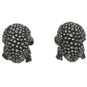 Vintage Cabot Frog Earrings Silver Tone‎ Hob Nail Clip On Signed